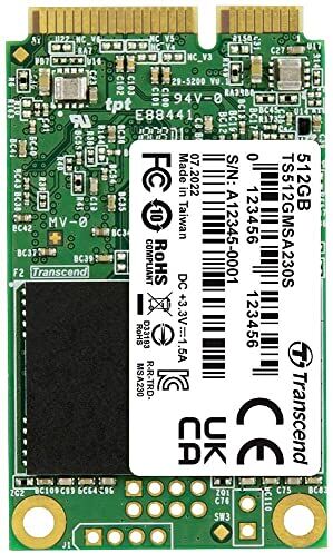 Transcend TS512GMSA230S Unità a stato solido da 512GB SATA III 6 GB/s, MSA230S mSATA SSD 230S