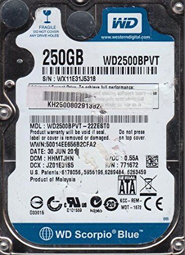 Western Digital WD2500BPVT-22ZEST0, DCM HHMTJHN,  250GB SATA 2.5 Hard Drive