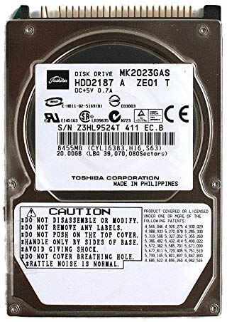 Toshiba MicroStorage 20GB 2.5" IDE 20GB IDE/ATA disco rigido interno