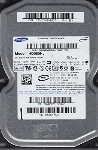 Samsung SpinPoint Disco rigido da 80 GB, serie P80, 7200 rpm, SATA/300, cache da 8 MB, hot swap (interno)