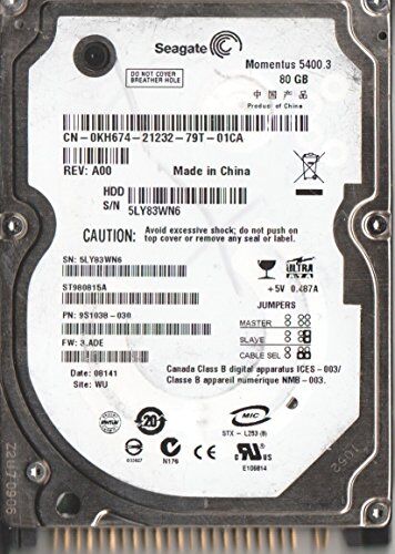 Seagate ST980815A, 5LY, WU, PN 9S1038-030, FW 3.ADE,  80GB IDE 2.5 Hard Drive