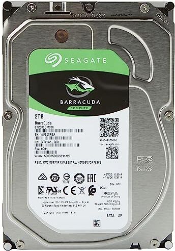 Seagate ST2000DM008 BARRACUDA Unità disco interna, 2 TB, Velocità di rotazione 7200 giri/min, SATA da 6 Gbit/s, 3,5", Hard disk meccanico