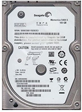 Seagate ST9160310AS Disco rigido da 160 GB, SATA da 2,5", 5400 RPM, 8 MB, in PC portatile