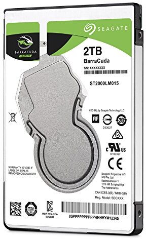 Seagate ST2000LM015 Barracuda 2TB, 6,4 cm (2,5 pollici), Hard Disk, 7 mm, 128 MB di cache, SATA 6 GB/s Nero nero (Ricondizionato) )