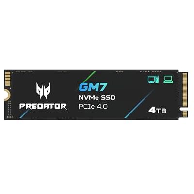Acer Predator GM7 SSD M.2 Gen4 NVMe 4TB 7400 MB/s HMB+SLC Prestazioni Elevate per PC, Laptop e PS5, Ideali per Gaming, Lavoro e Trasferimenti Rapidi di File di Grandi Dimensioni Acer Predator GM7 SSD M.2 Gen4 NVMe 4TB 7400 MB/s HMB+SLC Prestazioni Elevate per PC, Laptop e PS5, Ideali per Gaming, Lavoro e Trasferimenti Rapidi di File di Grandi Dimensioni