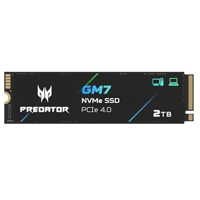 Acer SSD Predator GM7 da 2TB, M.2 2280 PCIe Gen4 x4 NVMe 2.0, Fino a 7400 MB/s, Con Tecnologia HMB+SLC, Unità SSD Interna per PC Portatile, Desktop e PS5 Acer SSD Predator GM7 da 2TB, M.2 2280 PCIe Gen4 x4 NVMe 2.0, Fino a 7400 MB/s, Con Tecnologia HMB+SLC, Unità SSD Interna per PC Portatile, Desktop e PS5