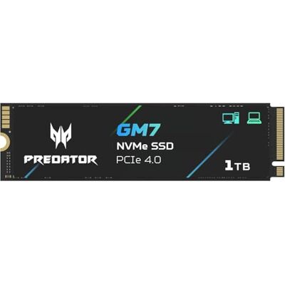 Acer SSD Predator GM7 da 1TB, M.2 2280 PCIe Gen4 x4 NVMe 2.0, Fino a 7400 MB/s, Con Tecnologia HMB+SLC, Unità SSD Interna per PC Portatile, Desktop e PS Acer SSD Predator GM7 da 1TB, M.2 2280 PCIe Gen4 x4 NVMe 2.0, Fino a 7400 MB/s, Con Tecnologia HMB+SLC, Unità SSD Interna per PC Portatile, Desktop e PS