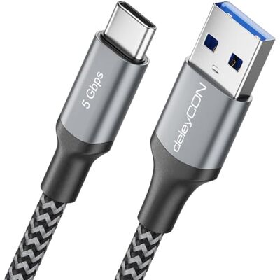 deleyCON 0,5m Cavo USB-A a USB-C 3.0 Corto 5Gbps Ricarica Dati per Smartphone iPhone 17 16 iPad Galaxy S26 25 A17 A56 Tablet MacBook Notebook Fotocamera HDD SSD Disco Esterno deleyCON 0,5m Cavo USB-A a USB-C 3.0 Corto 5Gbps Ricarica Dati per Smartphone iPhone 17 16 iPad Galaxy S26 25 A17 A56 Tablet MacBook Notebook Fotocamera HDD SSD Disco Esterno