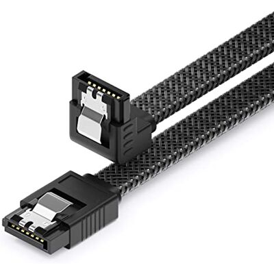 deleyCON 30cm Cavo SATA 3 Nylon 6 Gbit/s Dati SATA III Connessione Serial ATA Collegamento per Mainboard & Disco HDD SSD 1 Connettore S-ATA l 90° Angolato Nero deleyCON 30cm Cavo SATA 3 Nylon 6 Gbit/s Dati SATA III Connessione Serial ATA Collegamento per Mainboard & Disco HDD SSD 1 Connettore S-ATA l 90° Angolato Nero