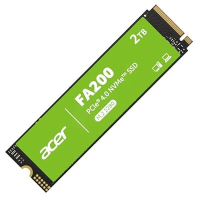 Acer FA200 SSD PCIe 4.0 NVMe 2 TB Velocità di lettura fino a 7200 MB/s Disco interno Gen4x4 M.2 2280 con HMB e cache SLC SSD per laptop/desktop e gaming (compatibile con PS5) Acer FA200 SSD PCIe 4.0 NVMe 2 TB Velocità di lettura fino a 7200 MB/s Disco interno Gen4x4 M.2 2280 con HMB e cache SLC SSD per laptop/desktop e gaming (compatibile con PS5)