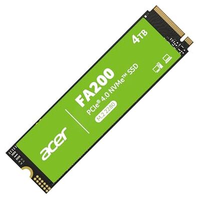 Acer FA200 SSD PCIe 4.0 NVMe 4 TB Velocità di lettura fino a 7200 MB/s Disco interno Gen4x4 M.2 2280 con HMB e cache SLC SSD per laptop/desktop e gaming (compatibile con PS5) Acer FA200 SSD PCIe 4.0 NVMe 4 TB Velocità di lettura fino a 7200 MB/s Disco interno Gen4x4 M.2 2280 con HMB e cache SLC SSD per laptop/desktop e gaming (compatibile con PS5)