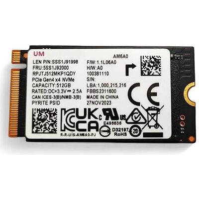 Generic UM 512GB AM6A0 M.2 2242 42mm NVMe PCIe Gen 4 x4 TLC SSD, RPJTJ512MKP1QDY, for Laptop, Notebook, Pc Internal Solid State Drive (OEM New) Generic UM 512GB AM6A0 M.2 2242 42mm NVMe PCIe Gen 4 x4 TLC SSD, RPJTJ512MKP1QDY, for Laptop, Notebook, Pc Internal Solid State Drive (OEM New)