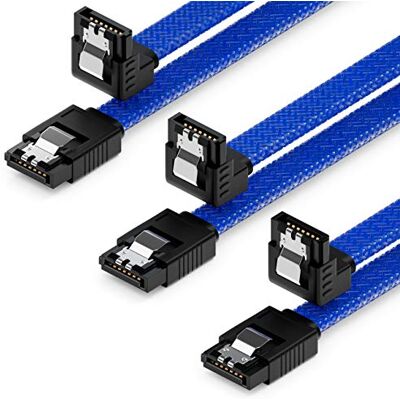 deleyCON 3x 50cm SATA 3 Nylon Cavi Set Cavo Dati 6 Gbit/s Cavo di Collegamento Cavo di Attacco Scheda Madre HDD SSD Disco Rigido 1 Spina S-ATA a 90° Blu deleyCON 3x 50cm SATA 3 Nylon Cavi Set Cavo Dati 6 Gbit/s Cavo di Collegamento Cavo di Attacco Scheda Madre HDD SSD Disco Rigido 1 Spina S-ATA a 90° Blu