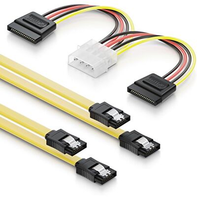 deleyCON Set di 2 Cavi S-ATA 3 0,5m + Adattatore di Alimentazione SATA a 4 Pin Cavi Dati Per HDD SSD Con Clip 1 Connettore Dritto a 1 Connettore Dritto deleyCON Set di 2 Cavi S-ATA 3 0,5m + Adattatore di Alimentazione SATA a 4 Pin Cavi Dati Per HDD SSD Con Clip 1 Connettore Dritto a 1 Connettore Dritto