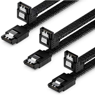 deleyCON 3x 60 cm Set da Cavi SATA 3 in Nylon per Dati SATA III Cavi di Collegamento Serial ATA per Scheda Madre e Hard Drive HDD SSD con 1 Presa a L a 90° S-ATA in Nero deleyCON 3x 60 cm Set da Cavi SATA 3 in Nylon per Dati SATA III Cavi di Collegamento Serial ATA per Scheda Madre e Hard Drive HDD SSD con 1 Presa a L a 90° S-ATA in Nero
