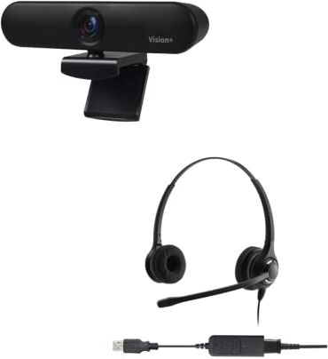 Pro-Ject Vision+ HD 1080P Webcam   Cuffie USB professionali con cancellazione del rumore Stereofonico   Pacchetto Bundle   Compatibile con RESS