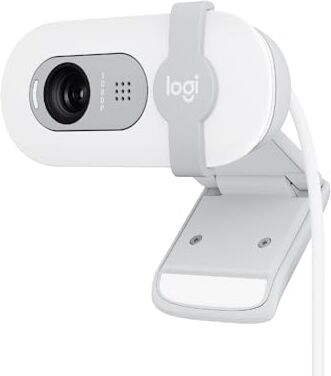 Logitech Brio 100 Full HD per riunioni e streaming, bilanciamento automatico illuminazione, microfono integrato, copriobiettivo, USB-A per Microsoft Teams, Google Meet, Zoom ecc Bianco