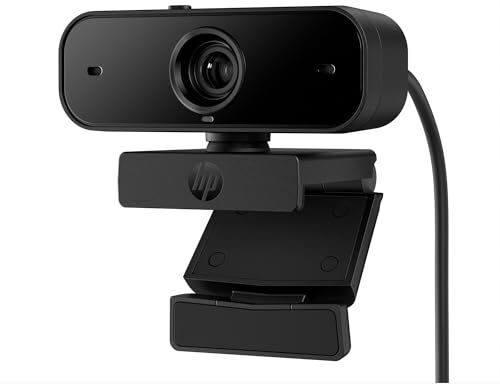 HP 430 Webcam FHD 1080p, Messa a Fuoco Automatica, Rotazione a 360°, Campo Visivo fino a 85°, Doppio Microfono con riduzione del Rumore, Compatibile con Zoom, Coperchio Privacy, Nera