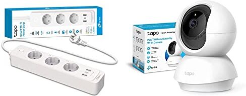 TP-Link Tapo P300 Ciabatta MultiPresa WiFi Intelligente,Controlla Separatamente 3 Prese, Ricarica Rapida USB da 18 W & Telecamera Wi-Fi Interno 3MP, Videocamera sorveglianza