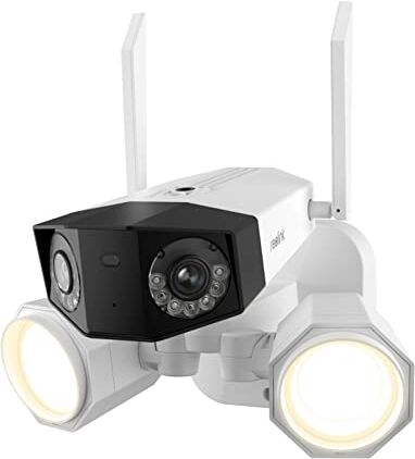 Reolink 4K Telecamera Wi-Fi Esterno con Doppio Obbiettivo 180° + Faretti, Videocamera WiFi a 2,4/5 GHz, Rilevamento di Uomo/Veicolo/Animale Domestico, Audio Bidirezionale, IP66, Duo Floodlight WiFi