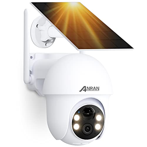 ANRAN 5MP FHD Telecamera Wi-Fi Esterno Senza Fili a Batteria, 360° PTZ Videosorveglianza WiFi 2,4 GHz, Rilevamento Smart, Visione Notturna a Colori, Compatibile con Alexa, Q01 Max+ Pannello Solare