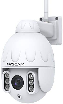 FOSCAM SD4 4MP Dual Band WLAN PTZ Dome Telecamera di sorveglianza con zoom ottico 4x e visione notturna fino a 50 metri, riconoscimento di persone, movimenti e rumori, bianco