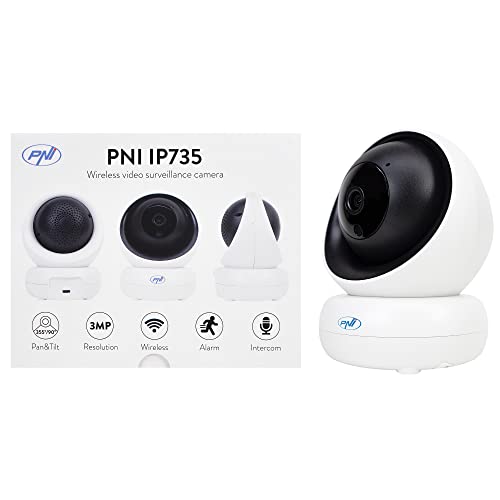 PNI Telecamera di videosorveglianza IP735 3Mp con PTZ wireless P2P, slot per schede microSD, controllo dall'applicazione