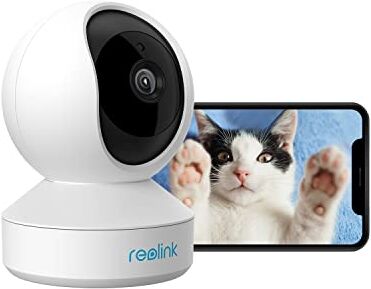 Reolink E1 3MP Telecamera WiFi Interno con 355°Pan/50°Tilt, Protezione a 360°, Videocamera Sorveglianza WiFi da 2.4 GHz con Audio a 2 Vie, Visione Notturna, Rilevazione di Persone/Pet, Baby Monitor