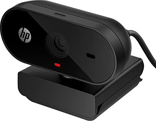 HP 320 Webcam FHD 1080P, USB, Grandangolare, Copriobiettivo, Angolazione regolabile, Correzione Automatica Luminosità, Certificata "Works With Chromebook", Chrome OS, Windows 11, macOS, Nero