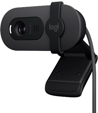 Logitech Brio 100 Full HD per riunioni e streaming, bilanciamento automatico illuminazione, microfono integrato, copriobiettivo, USB-A per Microsoft Teams, Google Meet, Zoom ecc Grafite