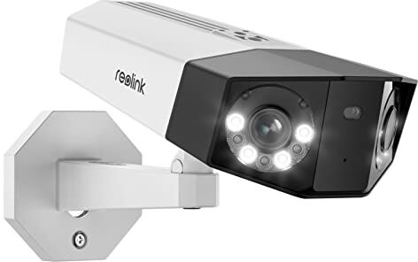 Reolink 4K 8MP Telecamera Esterno a Doppio Obiettivo, 180° Ultra Ampia, Rilevamento di Persona/Veicolo/Pet, Audio Bidirezionale, Videosorveglianza con Faretti, Visione Notturna a Colori 30m