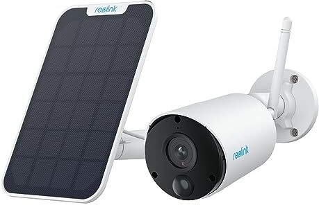 Reolink 2K 3MP Telecamera Wi-Fi Esterno Senza Fili, Argus Eco a Batteria+Pannello Solare, Rilevamento Movimento PIR, Audio a 2 Vie, Visione Notturna, Funziona con Alexa/Google Assistant/Cloud