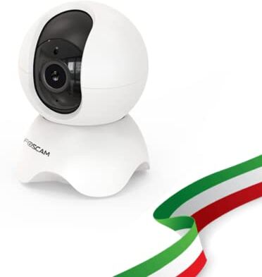 FOSCAM Telecamera IP Motorizzata da interno WiFi 5 MP con audio integrato compatibile con Alexa e Google Home colore Bianco