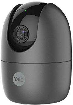 YALE Telecamera Wi-Fi da Interno Full HD Pan & Tilt  nero, Controllo obiettivo Tramite App, Rilevazione Movimento, Compatibile con Google Assistant e Amazon Alexa