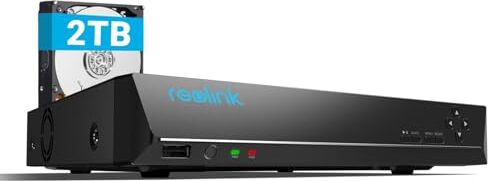 Reolink NVR PoE 8 Canali con 2TB HDD, Videoregistratore Cablato Supporta 12MP/4K/5MP/4MP, Accesso Locale e Remoto, Capacità Espandibile a 12TB, Videosorveglianza Registrazione 24/7, RLN8-410