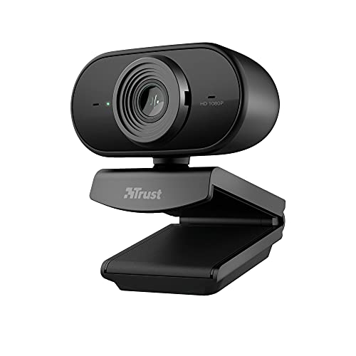 Trust Tolar Full HD 1080p Webcam PC Con Microfono, 2 Microfoni Integrati, Fuoco Fisso, 30 FPS, Riduzione Del Rumore, USB Plug & Play, Per PC/Laptop/Mac/Macbook, Hangouts, Meet, Skype, Teams Nero