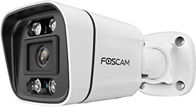 FOSCAM Telecamera IP da esterno 5 MP PoE con faretti e sirena  Bianco