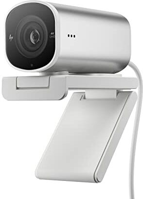 HP 960 Webcam 4K Streaming, Campo visivo fino a 100°, Correzione Automatica Colore, Compatibile con Zoom, Teams, Twitch, Youtube, Windows 11, Chrome e macOS, Argento