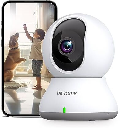 blurams Telecamera Wi-Fi Interno,2K Videocamera Sorveglianza,Rotazione a 360°,Visione Notturna, Tracciamento del Movimento,Audio Bidirezionale Compatibile con Alexa&Google Assistant&IFTTT