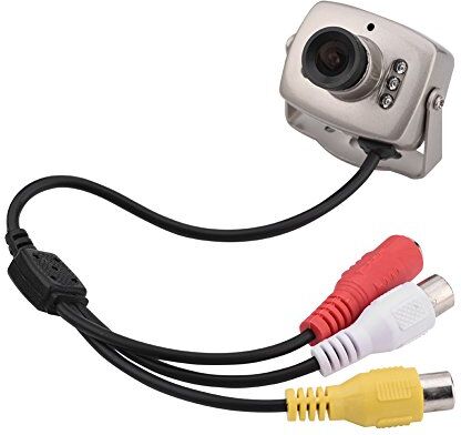 Bewinner Mini Telecamera CCTV, Videocamera di Sicurezza Domestica Digitale per Visione Notturna, Videocamera di Sorveglianza PAL/NTSC CMOS Cablata a 6 LED per Hotel(Sistema PAL (consegnato con etichetta))