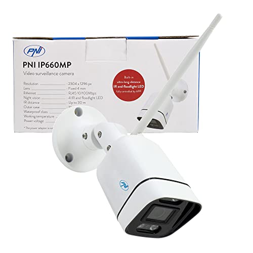 PNI Videocamera di videosorveglianza IP660MP 3MP, wireless, esterno e interno, solo per kit House WiFi660