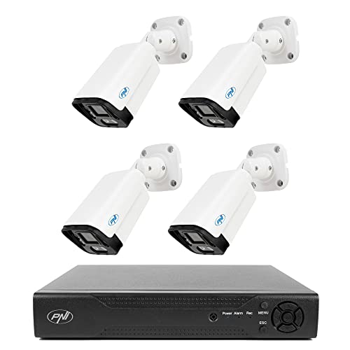 PNI Pacchetto di videosorveglianza NVR House IP716, 16 canali 4K, H.265, 4 telecamere IP125, 5MP, IP66