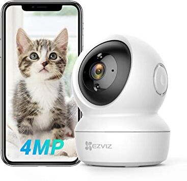 EZVIZ C6N Telecamera Wi-Fi Interno 2K Plus Videocamera Sorveglianza Interno 4MP Pan/Tilt/Zoom Compatibile Alexa, Rotazione a 360°, Visione Notturna, Tracciamento del Movimento e Audio Bi-direzionale