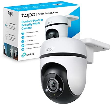 Tapo C500 Telecamera Wi-Fi Esterno FHD, 360° Visuale, Telecamera IP di Sorveglianza, Impermeabile IP65, Visione Notturna, Rilevamenti Smart AI, Audio Bidirezionale, Allarme sonoro personalizzato