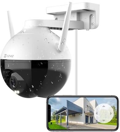 EZVIZ C8C Telecamera Wi-Fi Esterno 1080p, Telecamera motorizzata per esterni con Copertura Visiva 360 °, Visione Notturna a colori Fino a 30m, Impermeabile, Compatiblile con Alexa, Luce stroboscopica