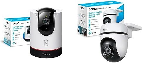 TP-Link Tapo C225 Telecamera WiFi Interno di Sicurezza Domestica Pan/Tilt AI, 2K QHD & Tapo C500 Telecamera WiFi Esterno FHD 1080P, 360° Visuale, Telecamera IP di Sorveglianza