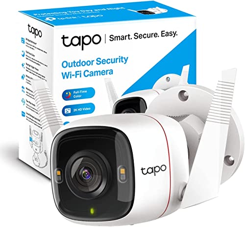 TP-Link Tapo Telecamera di sicurezza 2K 4MP QHD per esterni, cablata IP66, resistente alle intemperie, rilevazione movimento/persona, funziona con Alexa e Google Home, sirena integrata, visione