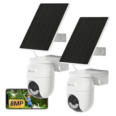 EZVIZ CB8 Lite Kit da 2 Telecamera 4K WiFi Esterno Senza Fili a Batteria con Pannello Solare 5W, PTZ 360°, AOV, Rilevamento AI Persone/Veicoli, Visione Notturna a Colori & Difesa Attiva, WiFi 6 EZVIZ CB8 Lite Kit da 2 Telecamera 4K WiFi Esterno Senza Fili a Batteria con Pannello Solare 5W, PTZ 360°, AOV, Rilevamento AI Persone/Veicoli, Visione Notturna a Colori & Difesa Attiva, WiFi 6