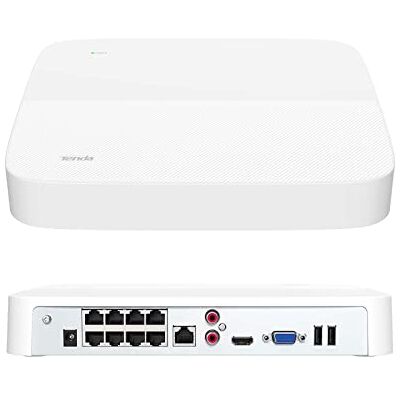 Tenda NVR 8 Canali, 4K PoE NVR Videoregistratore di sorveglianza, Trasmissione a 250m, H.265+, IEEE 802.3af/at, Plug and Play, HDD(fino a 10TB)/Cloud Storage, 4KV Protezione contro i Fulmini, N6P-8H Tenda NVR 8 Canali, 4K PoE NVR Videoregistratore di sorveglianza, Trasmissione a 250m, H.265+, IEEE 802.3af/at, Plug and Play, HDD(fino a 10TB)/Cloud Storage, 4KV Protezione contro i Fulmini, N6P-8H