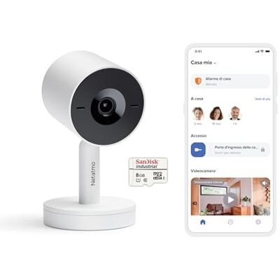 Netatmo Videocamera Interna di Sorveglianza Advance con riconoscimento facciale, otturatore intelligente, Wi-Fi, rilevamento movimenti, visione notturna, archiviazione locale, 2K HDR, 2x SD Bianca Netatmo Videocamera Interna di Sorveglianza Advance con riconoscimento facciale, otturatore intelligente, Wi-Fi, rilevamento movimenti, visione notturna, archiviazione locale, 2K HDR, 2x SD Bianca